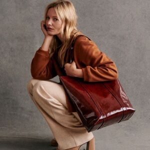 Sezane Mahogany Leather “The Tote” EUC